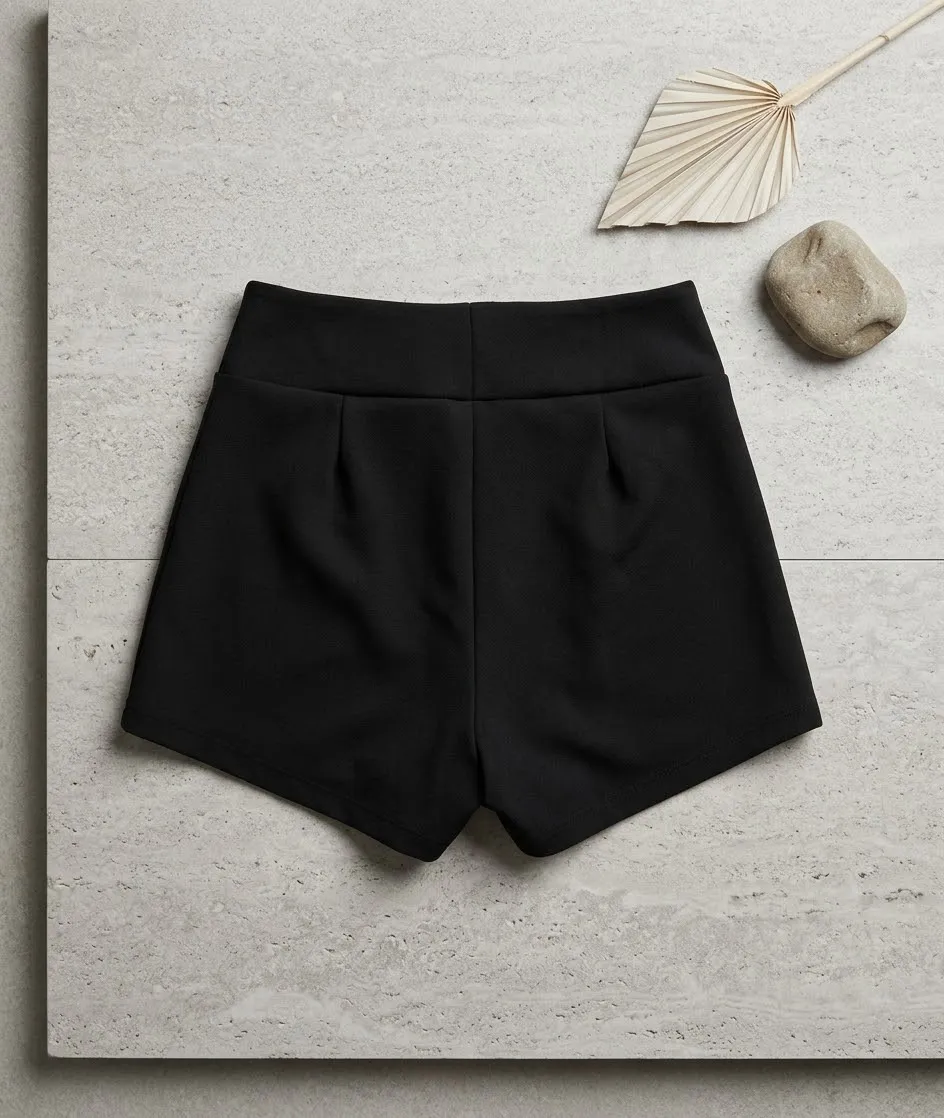 Falda Short Negra Corte Asimétrico Cruzado 2